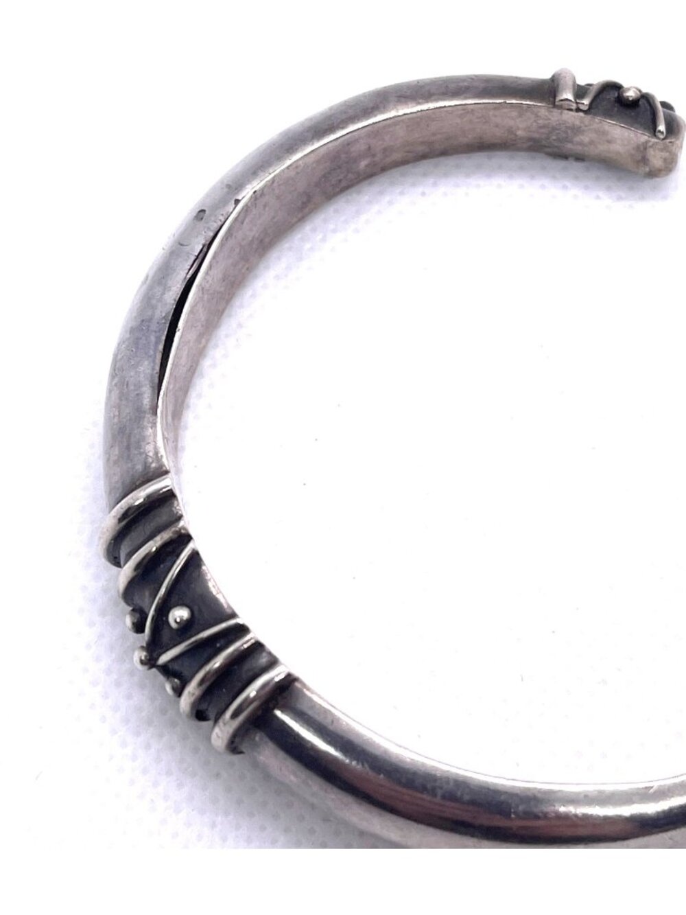 Vintage Deborah Armstrong 925 Sterling Silver Hollow Dome Cuff Bracelet Signed - Picture 7 of 16